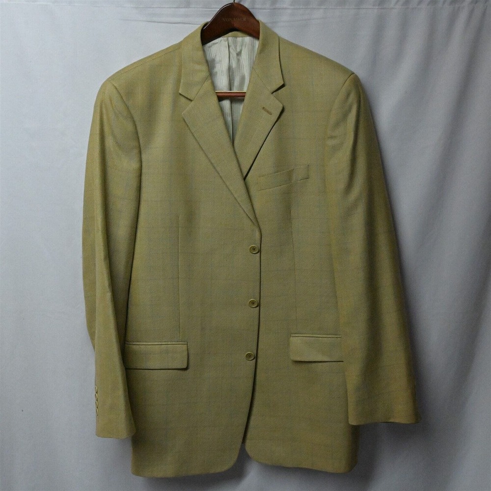 Tallia 44XL‎ Yellow Windowpane 3 Button Blazer Jacket Sport Coat